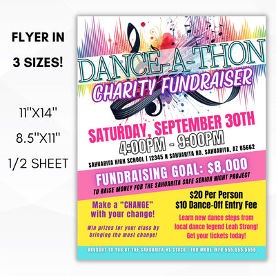 dance a thon fundraiser flyer template