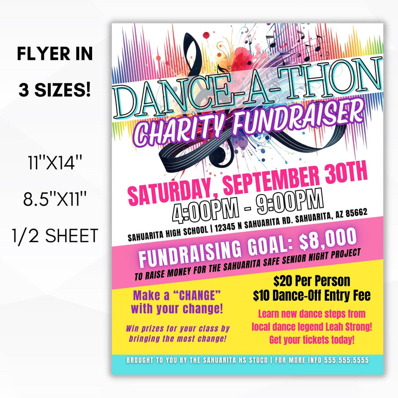 dance a thon fundraiser flyer template