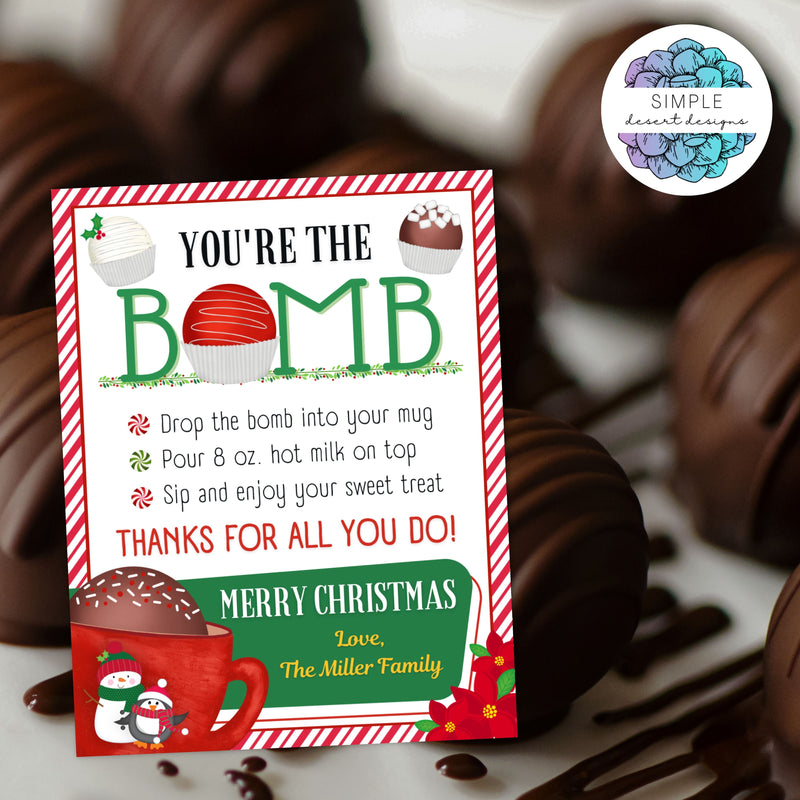 unique personalized hot chocolate bomb gift tags for teacher appreciation or any thank you gift ideas