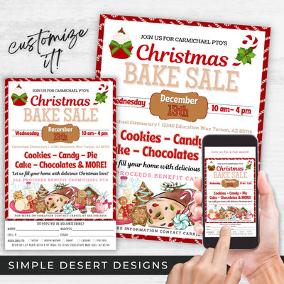 colorful christmas bake sale flyers