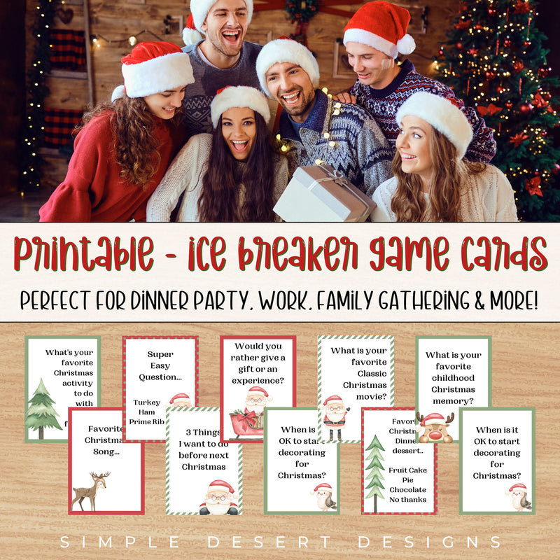 fun printable ice breakers game for christmas party or holiday office party for conversation starters