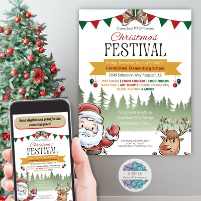 personalized christmas festival flyers poster set digital and printable