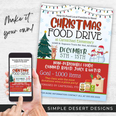 christmas food drive flers for donation fundraiser