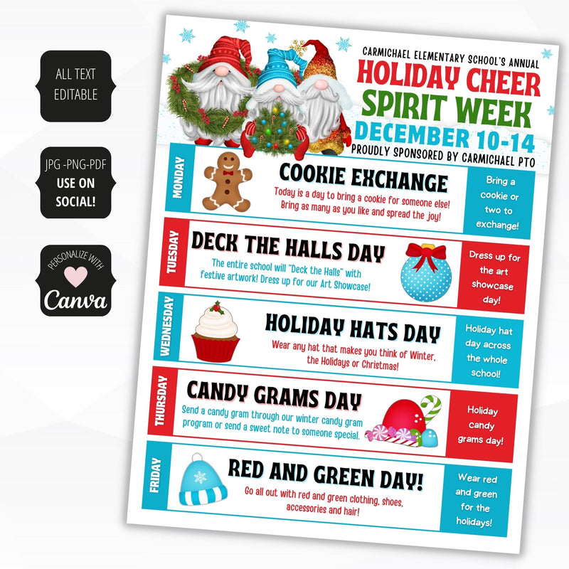 printable digital spirit week flyer templates for kids adults spirit week ideas