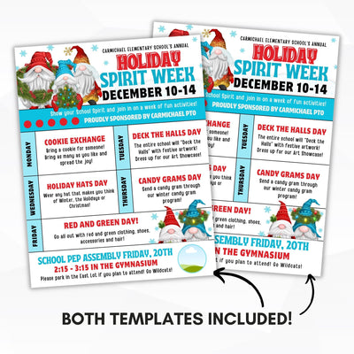 christmas fun spirit week template for school work 