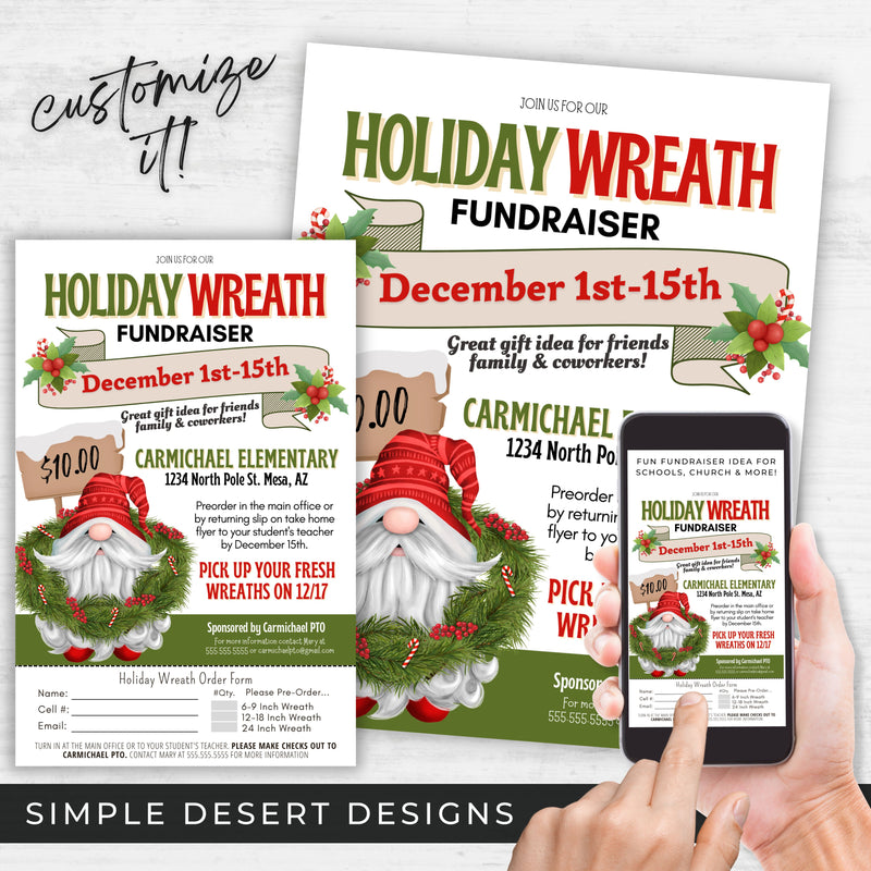 cue holiday wreath sales fundraiser flyers for schools church or christmas tree farms