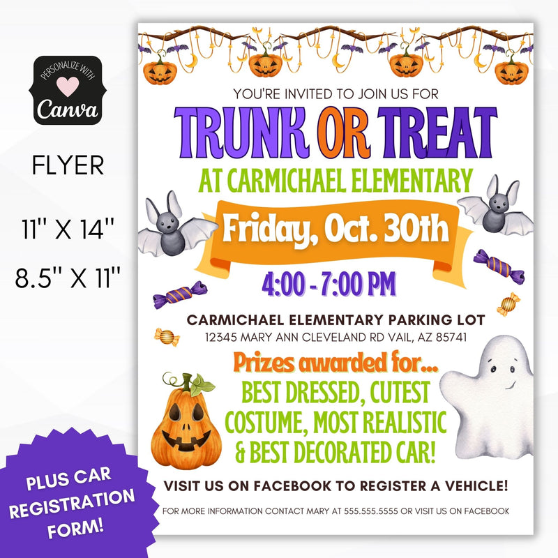 trunk or treat flyers for school or church events