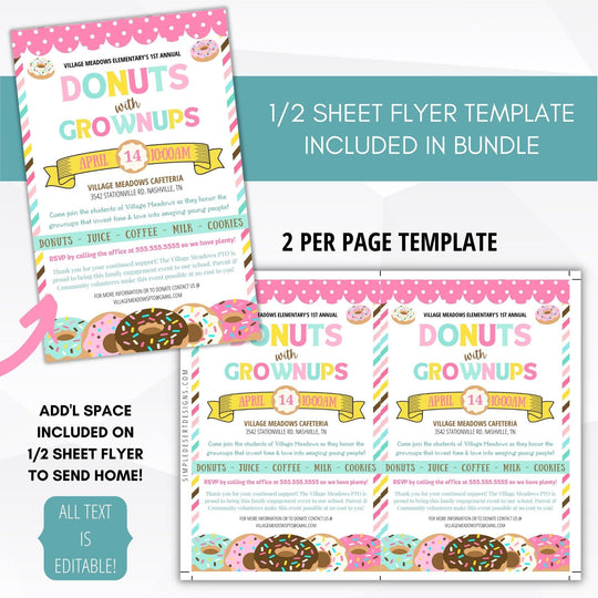 Donuts With Grownups Invite Flyer BUNDLE – Simple Desert Designs