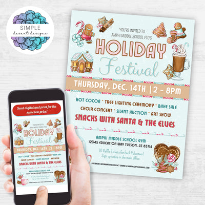 ginerbread theme holiday festival flyers set