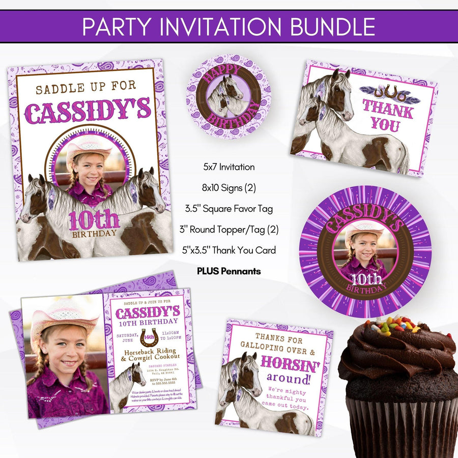 Cowgirl Birthday Photo Invitation Bundle – Simple Desert Designs