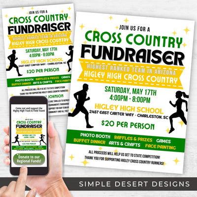 customizable running cross country fundraiser event invitations flyers for school or community running teams