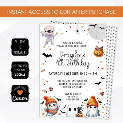 personalized halloween birthday party invitations