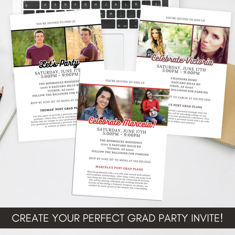 cutomize your colors on this unique graduation invitation for college and high school senior graduates