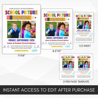 all in one school picture day flyer bundle