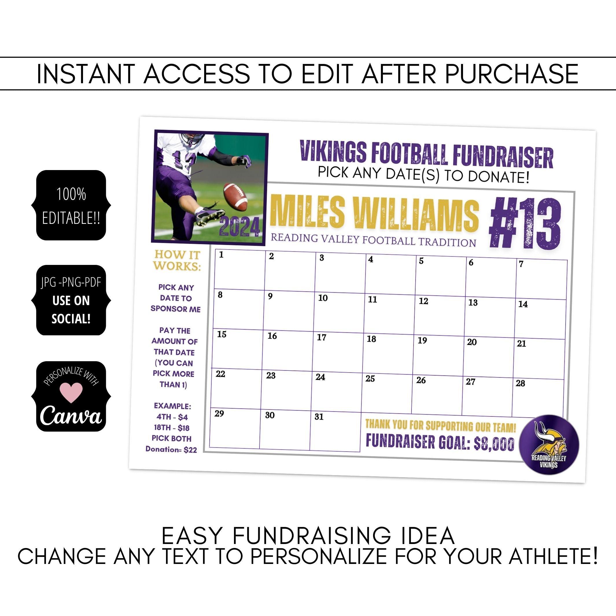 Customizable Fundraising Sports Calendar – Simple Desert Designs