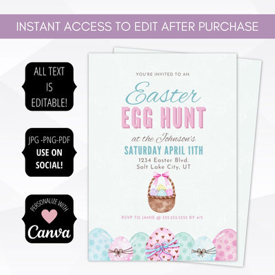 personalized easter party invitation for egg hunt brunch or easter bunny event