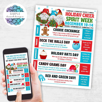 cute christmas spirit week flyer templates for school or work