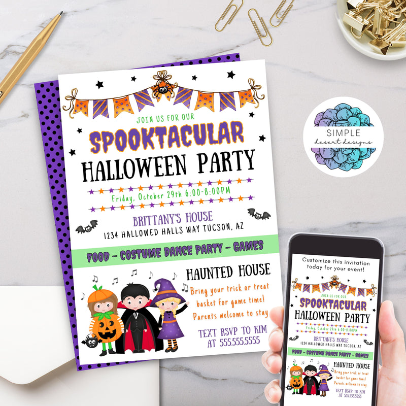 fun halloween party invitation for adults or kids