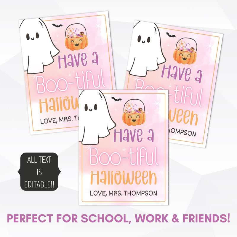 adorable pastel pink halloween candy gram tags