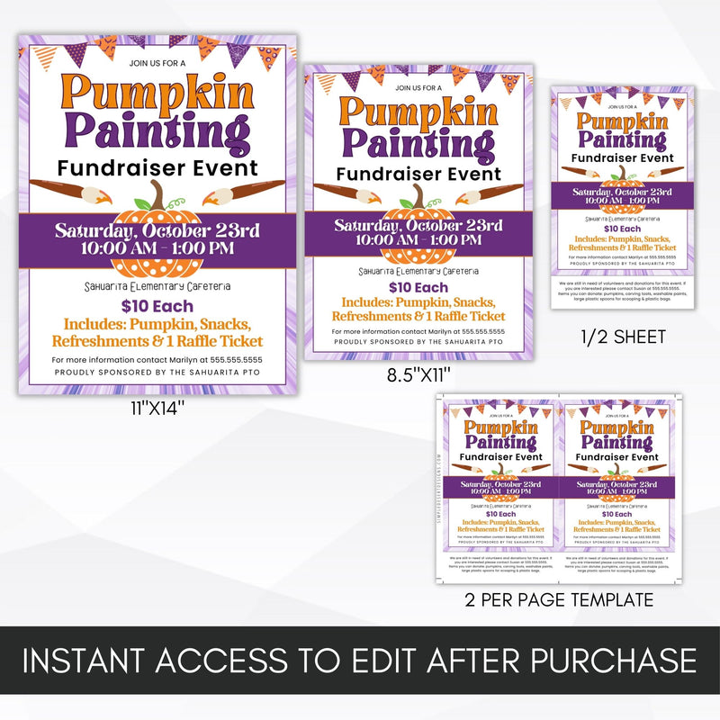 all in one pumpkin theme flyers bundle for painting pumpkins event or party