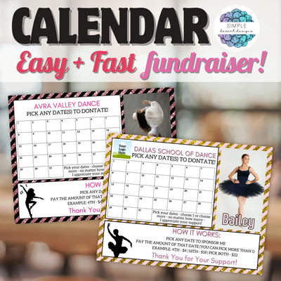 customizable dance calendar fundraiser template