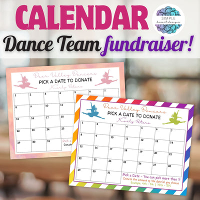 dance team or individual dancer fundraiser calendar templates