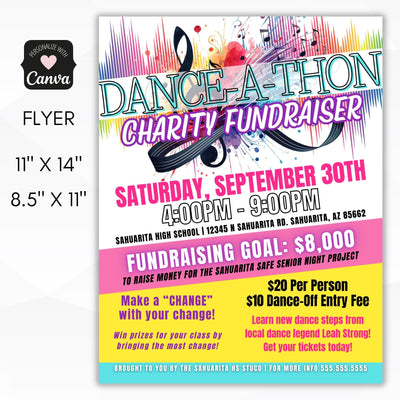 charity event dance a thon fundraiser flyer set