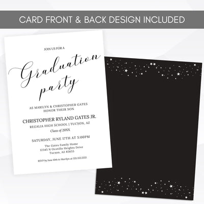 printable black and white graduation party invitations