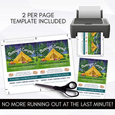 semi diy camping invitations with print sheets