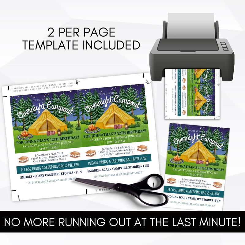 semi diy camping invitations with print sheets