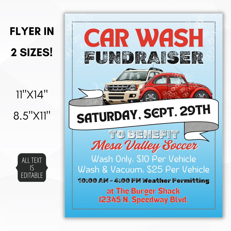 suds car wash flyers for school sports kids car wash