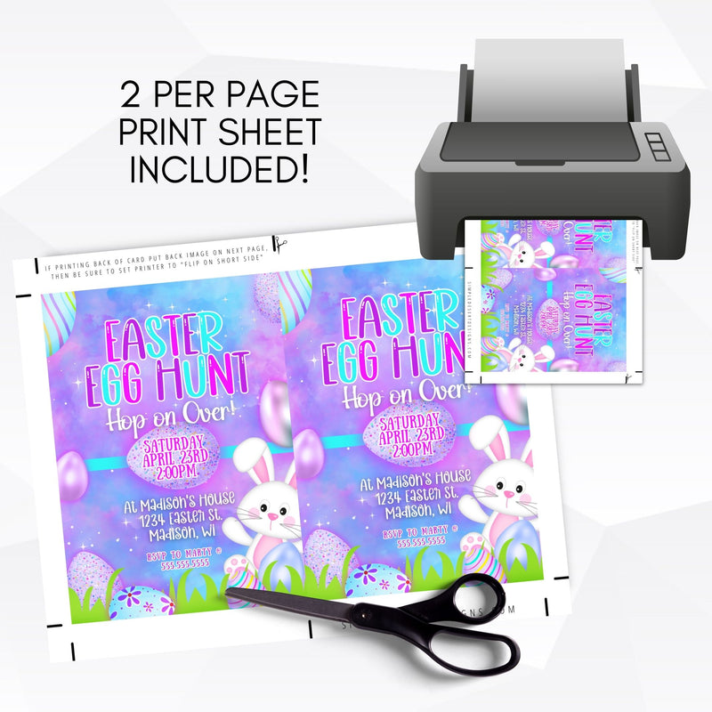 girly easter party invitation for diy at home printing