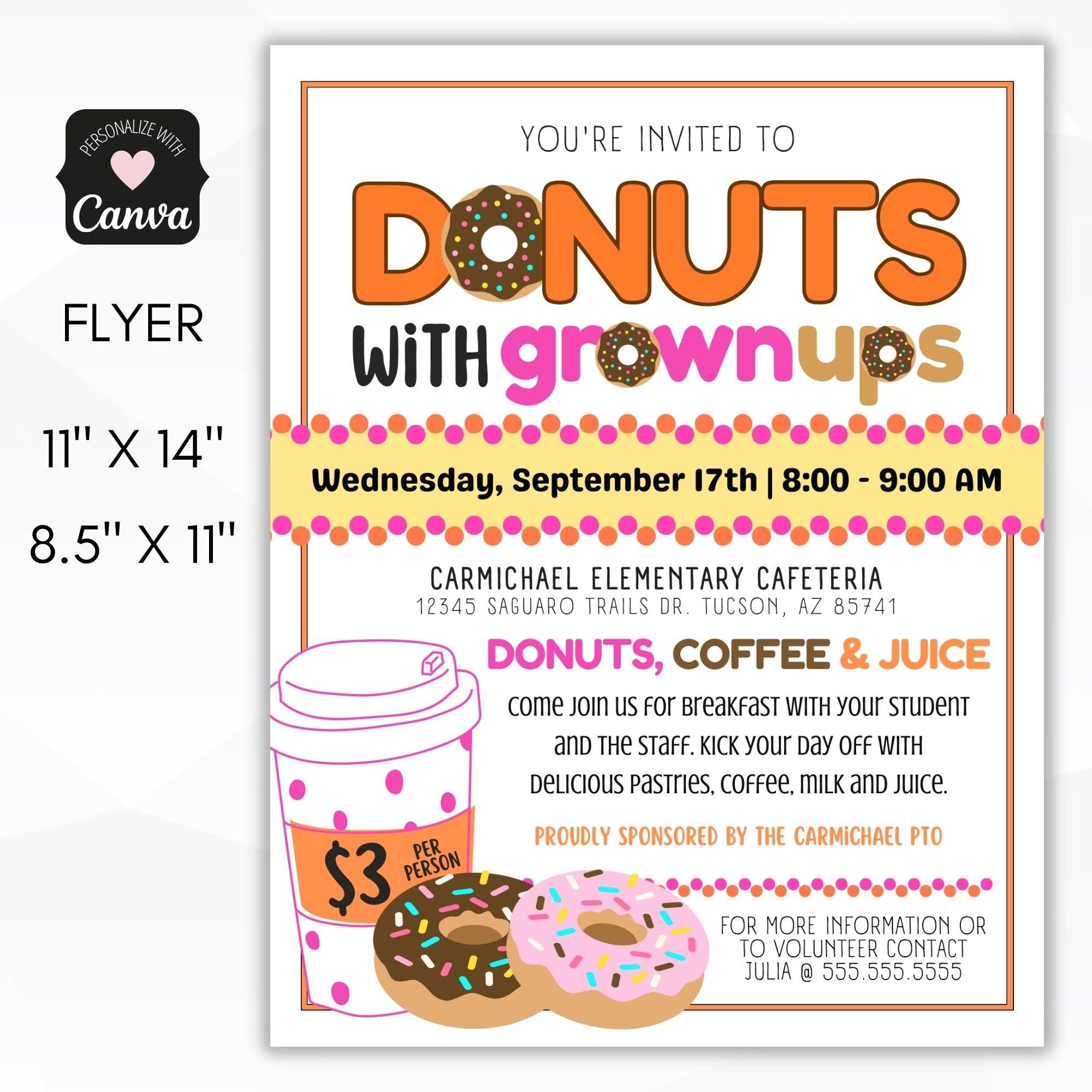 Donuts With Grownups Fundraiser Flyer – Simple Desert Designs