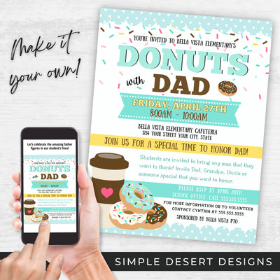 customizable donuts with dad flyers for fathers day or any bring your kids to work day event