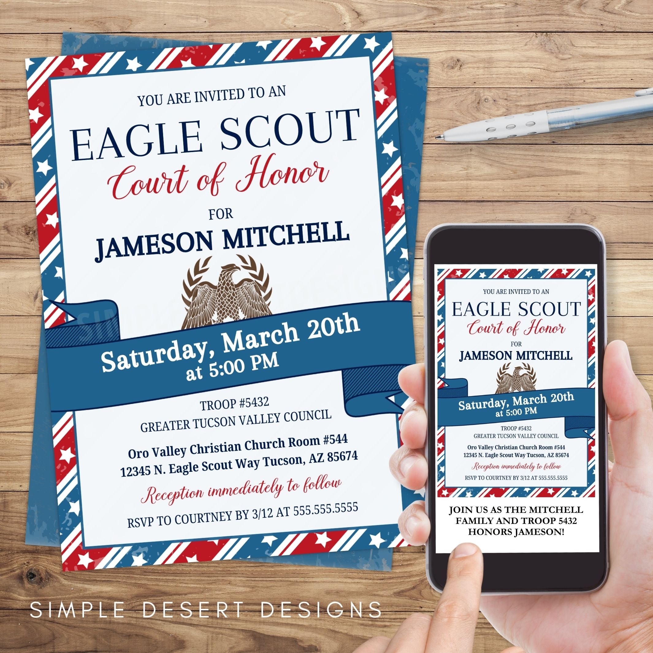 Eagle Scout Court of Honor Invitation – Simple Desert Designs