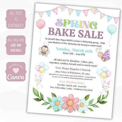 school pto pta ptc bake sale flyer poster sign set charity fundraiser