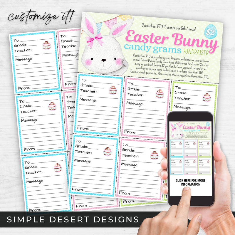 easy and fun easter bunny theme candy grams for school preschool daycare fundraiser