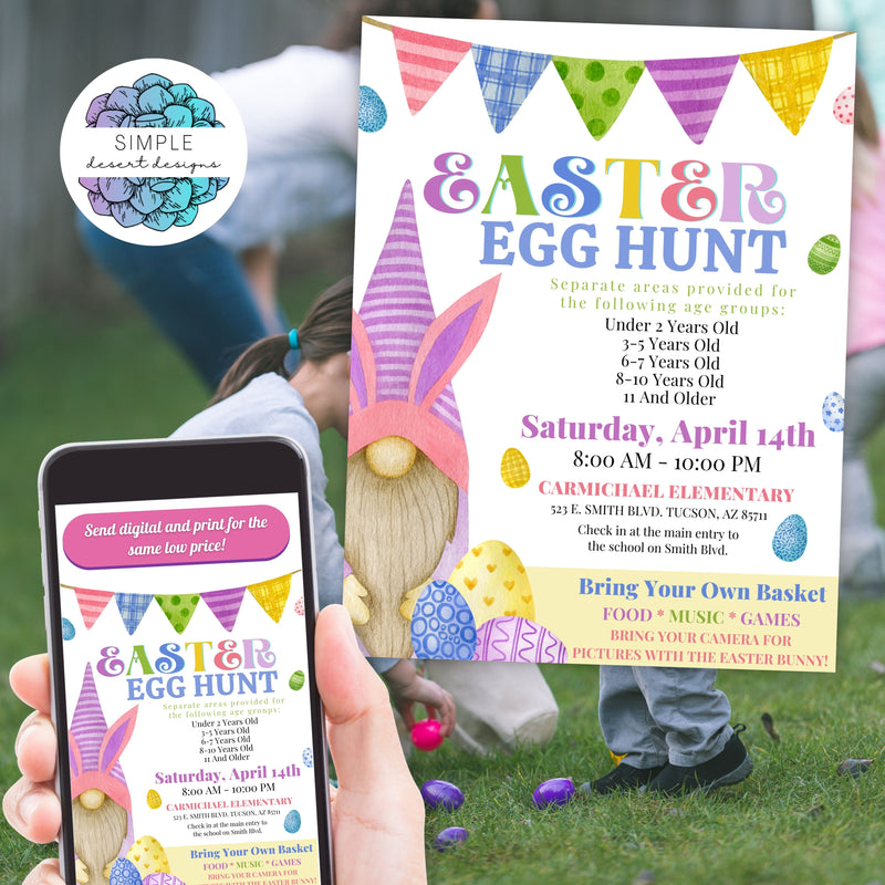 cute colorful easter egg hunt party invitations flyers template