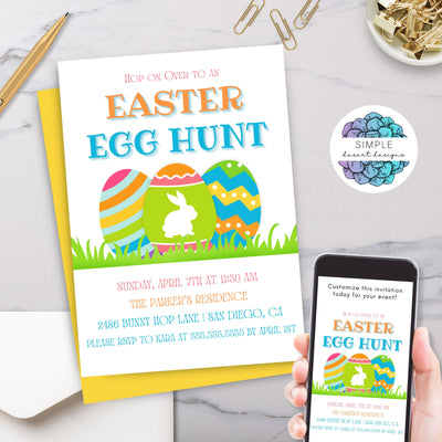 cute affordable easter egg hunt invitation for budget cheap party invites