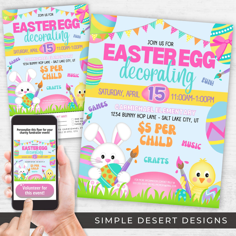 all in one easter egg painting fundraiser flyers printed and digital use