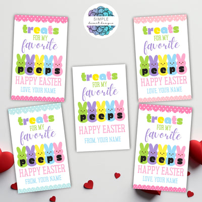 easter treat tags for kids family friends treats for my peeps happy easter diy personalized tags with 4 designs