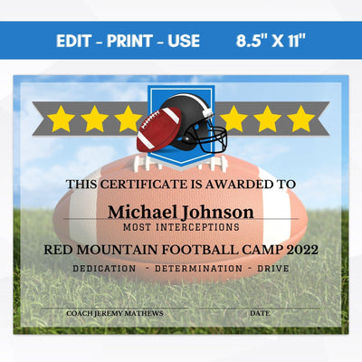 end of season football award certificate template school youth club football participation award