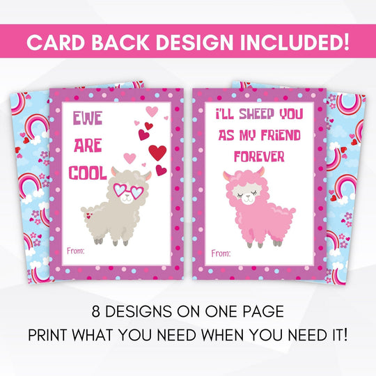 Editable Sheep Classroom Valentines Cards – Simple Desert Designs