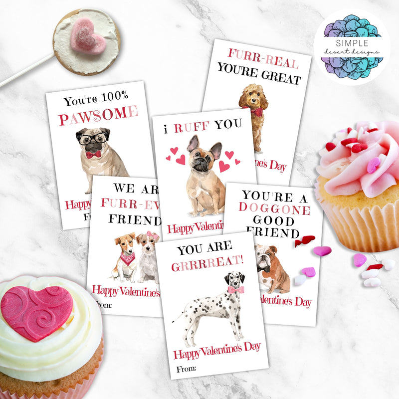 cute puppy dog theme valentines cards for kids or the office gifts