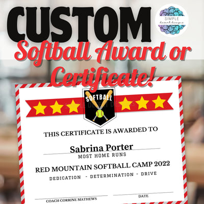 customizable softball awards