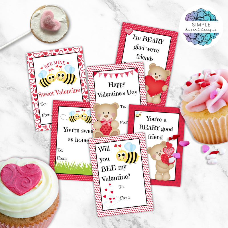 customizable teddy bears and bumble bees themed classroom valentines cards for kids coworkers and friends valentines gifts