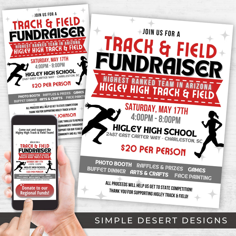 custom track and field flyers for running fundraiser