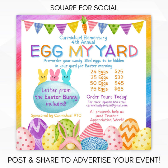 Bright Egg My Yard Easter Invite Flyer – Simple Desert Designs