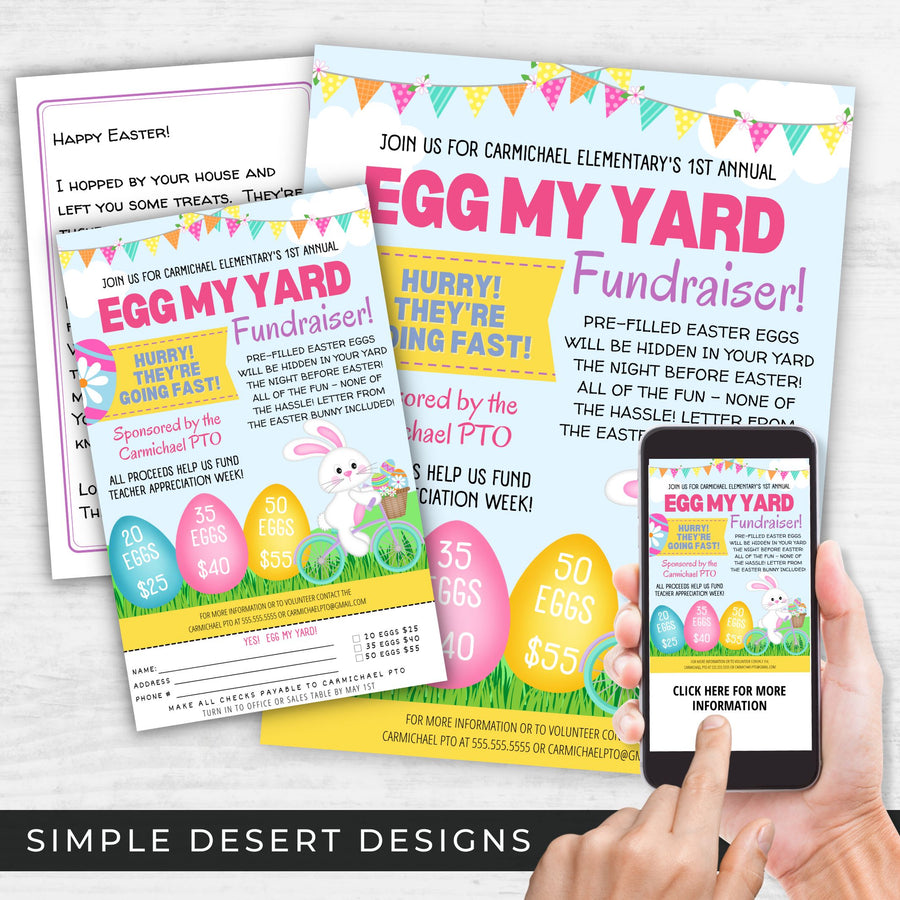 Egg My Yard Easter Invite Flyer Set – Simple Desert Designs