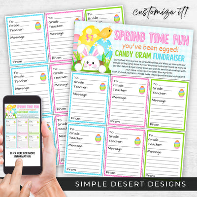 spring theme you've been egged candy gram fundraiser sheet and flyer set for schools church daycare office work candy grams